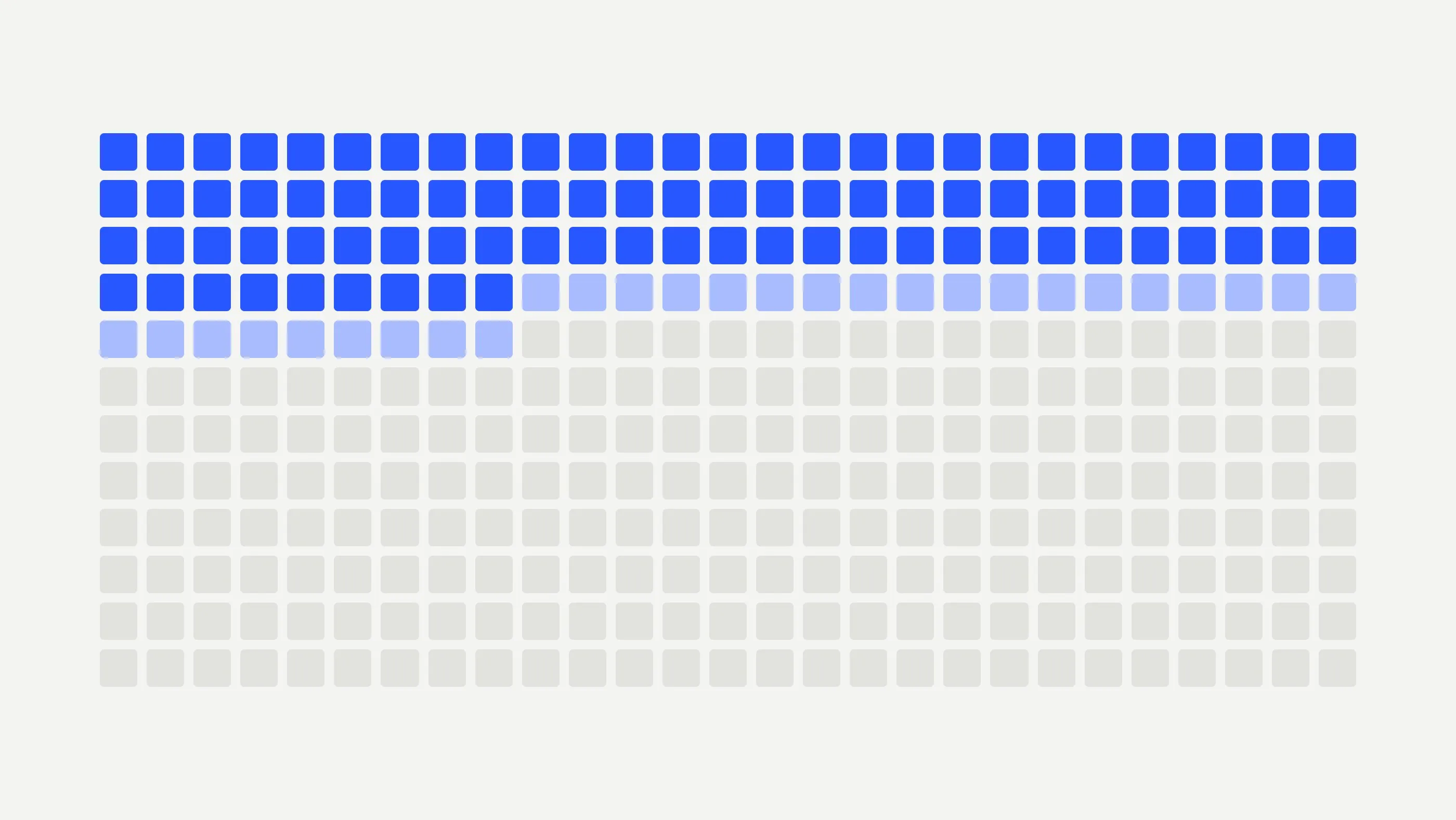 324 small squares in rows, one for each business we checked: dark blue for no website on the Google listing, light blue for only a Facebook or directory page, grey for a website of its own.