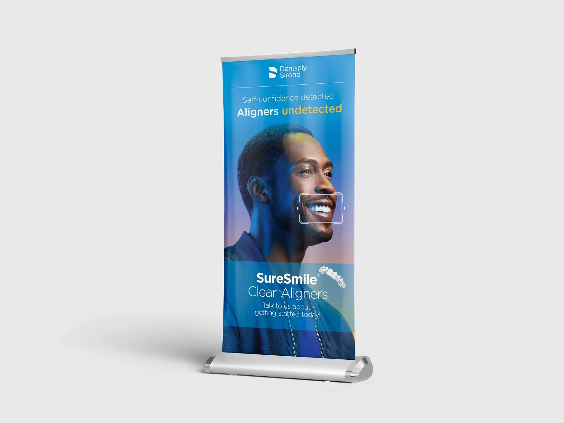 SureSmile Clear Aligners roll-up banner: "Self-confidence detected. Aligners undetected".