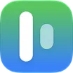 HiitDuo app icon: a tall white bar and a shorter translucent bar, work and rest, on a green-to-blue gradient.