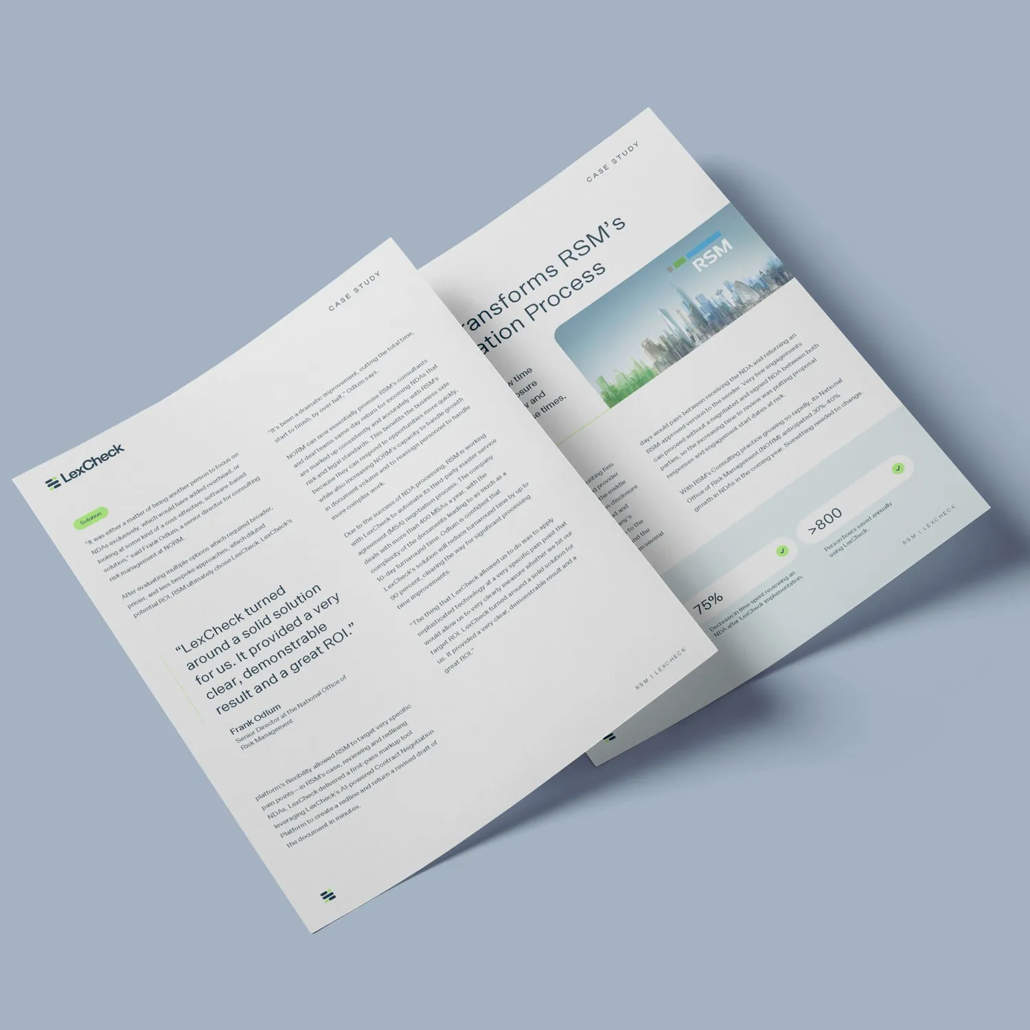 Open LexCheck case study brochure about transforming RSM's contract process.