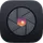 Image Shrink app icon: a camera aperture in dark grey blades, opening onto a sunset-coloured centre with a small sun.